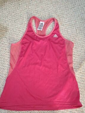 adidas Hot Pink Mesh-Panel Racerback Tank